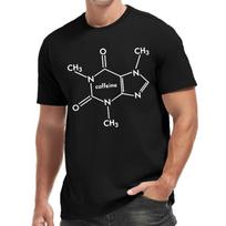 European sizes Caffeine Men's Short Sleeve T-shirt Summer T-shirt Top S juoda