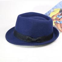 Wool Felt Top Hat Men'S Jazz Hat Shanghai Beach Gentleman Woolen Autumn And Winter Retro British Hat Adjustable tamsiai mėlyna