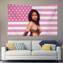 New RRihanna Pink Tapestry Pop Star Fans Cheering Background Cloth Party Room Decor Aesthetic Wall Hanging 74x94cm(29x37in)