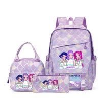 Demon Hunters Children'S Backpack Cartoon Cute Elementary School Bag Lunch Bag Pencil Bag Backpack Three-Piece Set Three piece set