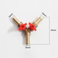 8Mm/10Mm Y Type Hose Barb Three 3 Way Brass Shut Off Ball Valve Pipe Fitting Connector Adapter For Fuel Gas Water Oil Air 10MM