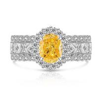 Light Luxury   Copper Ice Flower Cut Pigeon Egg High Carbon Diamond Lace Ring Elegant Atmospheric Jewelry