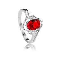 Retro Rings  Copper Jewelry Oval Created Ruby Zircon Gemstone Open Finger Ring For Women Wedding Engagement Promise Party resizable