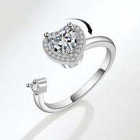 Woman Anxiety Relaxing Knuckle Ring Copper Inlaid Shiny Diamond Rotate Freely Stacking Anti Stress Flower Ring Bague Femme resizable