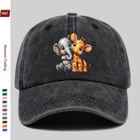 pc pcs Giraffe  Elephant Print Trucker Cap  Adjustable Snapback Suitable for Men  Women Lightweight Vintage Washed Basebal 1pc