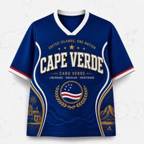 2026 Dark Horse Team Cape Verde Fan Uniform Football Print Breathable V-neck Mesh Football T-shirt M