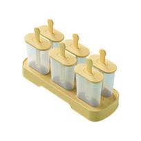 6Pcs Ice Cream Mold Plastic Popsicle Maker for Homemade Fruit Ice Cream Yogurt Popsicles Chocolate Pudding Molds for Children geltona