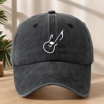 Musical Note Guitar Print Baseball Cap  Stylish Street Rock HipHop HatClassic Washed Retro Adjustable Comfortable Outdoor One Size black