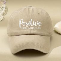 Vintage Baseball Cap Vintage Baseball Cap  Positive Mind Vibes Life White Print Adjustable Fit Breathable Casual Outdoor W