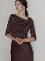 Rotre Domin Lautre Draped Off Shoulder T-Shirt Gray/One Size
