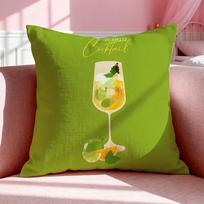 Beverage H-Hugo Spritz Cushion Cover Breathable Linen Pillowcase Summer Odorless Eco-Friendly Invisible Zipper Washable 30x30cm