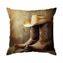 Home Decor Cowboy Boots & Hat Printed Pillow Cover Pattern Cushion Cover Suitable for Sofa Bedroom Car Pillow Cover 40x40cm