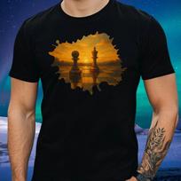 Men's T-Shirt Chess Piece King Reflection Motif Cotton Size S to 5XL XXL