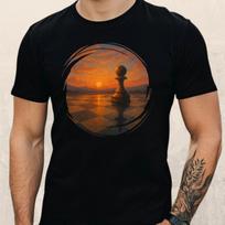 Men's T-Shirt Chess Piece King Reflection Motif Cotton Size S to 5XL XL