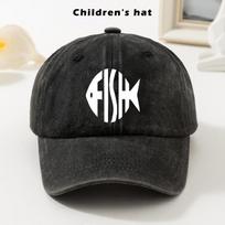 Fish Skeleton Graphic Washed Baseball Cap Unisex Adjustable Outdoor Cotton Curved Brim Hat One Size