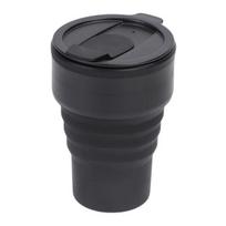 Sulankstomas silikoninis kelioninis puodelis 12oz Nešiojamas sulankstomas kavos puodelis kempingavimui, žygiams, kelionėms į darbą ir atgal, nepralaidus, ekologiškas vandens butelis su plačiu kakleliu