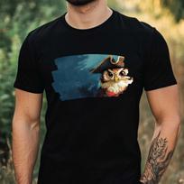 T-Shirt Men Pirate Owl Motif Cotton Size XS to 5XL S