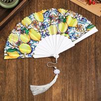 with Tassel Handheld Fan Fruit Pattern Cooling Fan Fashion Vacation Folding Fan  Leisure Time Style J