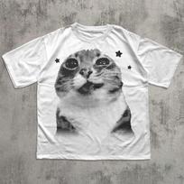 Summer Latest Style Fun Cat Print Pure Cotton TShirt Breathable Comfortable Fashionable Trendy Couples Outfit Streetwear S
