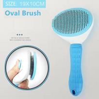 Hair Removal Comb One-key Hair Removal Dog Comb Grooming Pet Hair Brush Pet Supplies Grooming Tools Pet Brush Cat Comb (Blue,4.13 inches width/7.87inches length handle) mėlyna