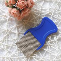 Hair Lice Comb Brushes Terminator Fine Egg Dust Nit Free Removal Stainless Steel Flea Comb mėlyna