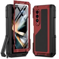 Metalinis dėklas, skirtas Samsung Galaxy Z Fold 4 5 6 7, atsparus smūgiams ekrano apsauga, apsaugantis nuo įbrėžimų ir kritimo, tvirtas aliuminio dangtelis Galaxy Z Fold5 raudona