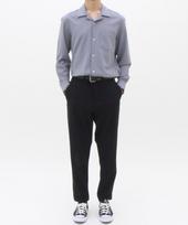 The Shirt Studio Gray Loose Fit Spandex Striped Open Collar Shirt 100