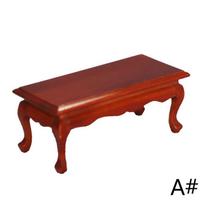 1/12 Dollhouse Miniature Mini Wooden Coffee Table Simulation End Table Furniture Toys for Doll House Decoration Accessories A brown