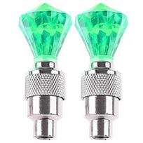 2Pcs Durable Valve Lamp with Stem LED Light LED Shiny Car Tire Luminous Valve Nozzle žalia