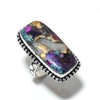 Natural Spiny Oyster Gemstone Handmade 925 Sterling Silver Ring Size 10 f3h24 gray