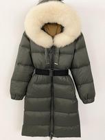 OFTBUY Winter Women Coat Real Natural Fox Fur Collar Thick Warm Short Jacket Casual White Duck Down Belt Outwears Hooded Long S