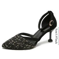 Pointed High Heels One-piece Buckle Color Matching Stiletto Shoes Commuter Sandals 34