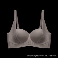 Summer seamless soft support lifting underwear women's small breasts gather and show large upper support anti-sagging adjustment bra S size = 32-70AB tamsiai ruda spalva