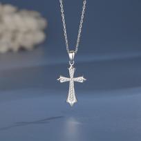 S925 sidabrinis kryžiaus pakabuko karoliai moterims, elegantiškas minimalistinis raktikaulio grandinėlė 925 Silver white