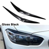 2Pcs Car Front Headlight Eyebrow Eyelid Cover For BMW 1 Series F20 F21 118i 120i 2015 2016 2017 2018  Glossy Black Stickers Gloss Black