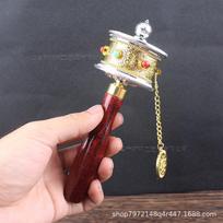 Hand-Cranked Tibetan Style Front Temple Mantra Prayer Wheel Handle Handheld Socket Buddha Tool Base 5cmPrayer Wheel