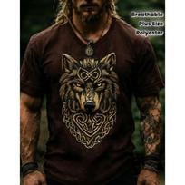 Viking Warrior Wolf Head T-Shirt (Plus Size) 2XL