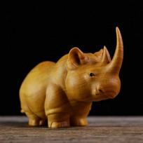 1/3pcs Manual Wood Carving Rhino Hippo Elephant Figurines Wooden Product Home Decor Car Ornament Sculpture