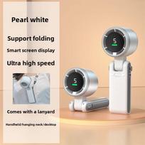 High-speed Turbocharged Handheld Fan with Digital Display, Mini Neck-mounted Rechargeable, Convenient To Carry and Foldable Fan 1pc