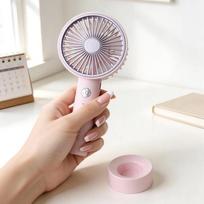 Fashionable and Light-hearted USB Mini Handheld Charging Fan with Detachable Base and Three-speed High Wind Power Desktop Fan Simplicity