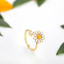 Gold-Plated Stainless Steel Fidget Ring For Women Anti-Stress Anxiety Rotatable Sun Star Evil Eye Sunflower Spinner Jewelry