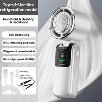 2026 New Ice Pack High-Speed Handheld Eletric Fan 100 Speed Adjustable Folding Mini Fan Portable Outdoor Hanging Neck Small Fan