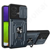 Case For Motorola Moto G86 G56 Edge 60 Fusion 50 G35 G15 G55 5G Card Holder Slide Camera Ring Stand Armor Kickstand Cover Moto G54 5G pilka