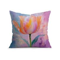 Home Decor Colorful Tulip Artistic Pattern Throw Pillow Pattern Cushion Cover Suitable for Sofa Bedroom Car Pillow Cover 40x40cm
