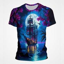 Sail Boat Pirate Ship Graphic T Shirts Men 3d Printing Short Sleeve Tee Tops Casual Mens Oversized Streetwear Tshirt Ropa Hombre S