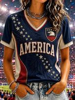 United States Football Fan T-shirt  Sleeved Breathable Quick Drying Street Wear Casual Football Shirt Fashionable FamilyMatching S