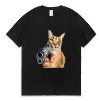 Funny Big Floppa Gun Tshirt For Unisex Summer Fashion Short Sleeve Tshirts Unisex Streetwear Full Of Personality Hip Hop T Shirt S