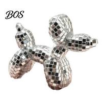 Reflective Mosaic Dog Disco Ornament, Maximalist Balloon Statue for Mom & Dad, Aesthetic Trendy Ball Decor, Preppy Apartment Home Cute Room sidabras