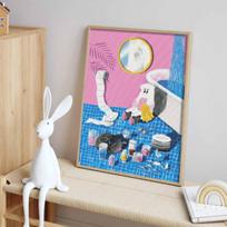 Diamond painting kit. full diamond round mosaic handmade. pink bathroom swan decor home decoration gift Round 20x30cm