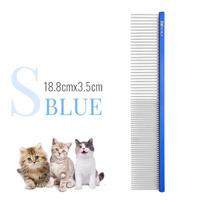 Fenice Dog Comb Long Thick Hair Fur Removal Brush Pet Hair Flea Comb Stainless Pin Dog Cat Grooming for Shaggy Dogs Barber (Blue,S) mėlyna